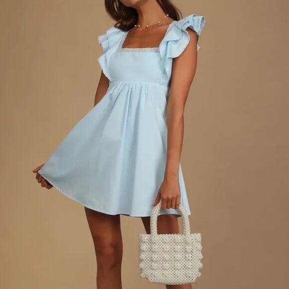 Lulus Dresses & Skirts - Lulus Marvelous Time Light Blue Ruffled Mini Dress